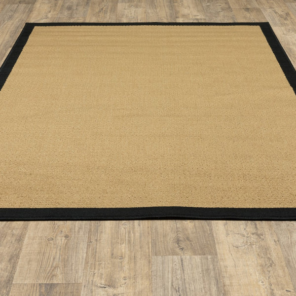 3’x5’ Beige and Black Plain Indoor Outdoor Area Rug