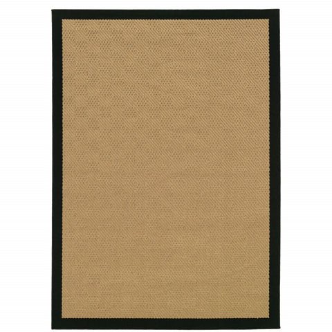 3’x5’ Beige and Black Plain Indoor Outdoor Area Rug