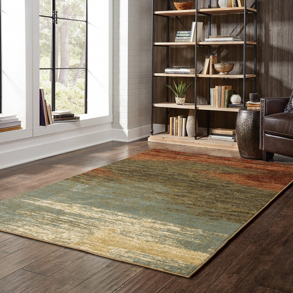 3’x5’ Blue and Brown Distressed Area Rug