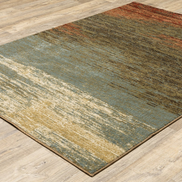 3’x5’ Blue and Brown Distressed Area Rug