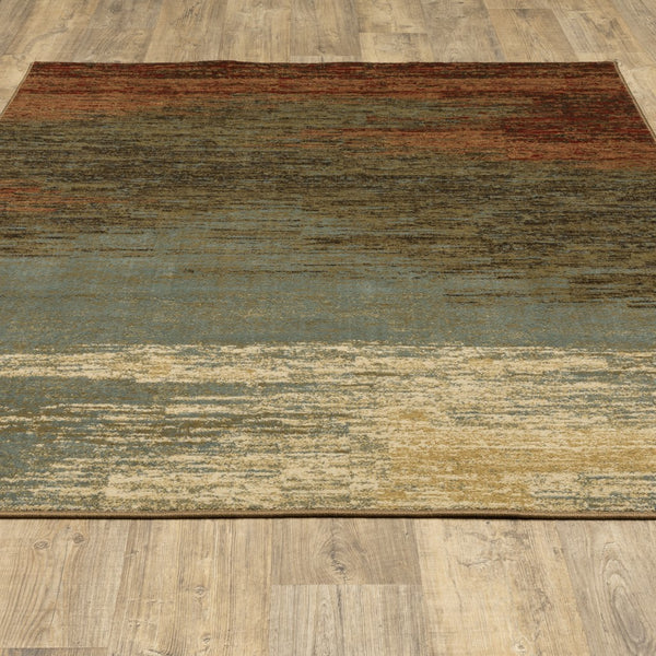 3’x5’ Blue and Brown Distressed Area Rug