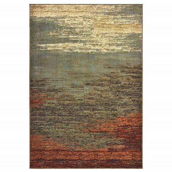 3’x5’ Blue and Brown Distressed Area Rug