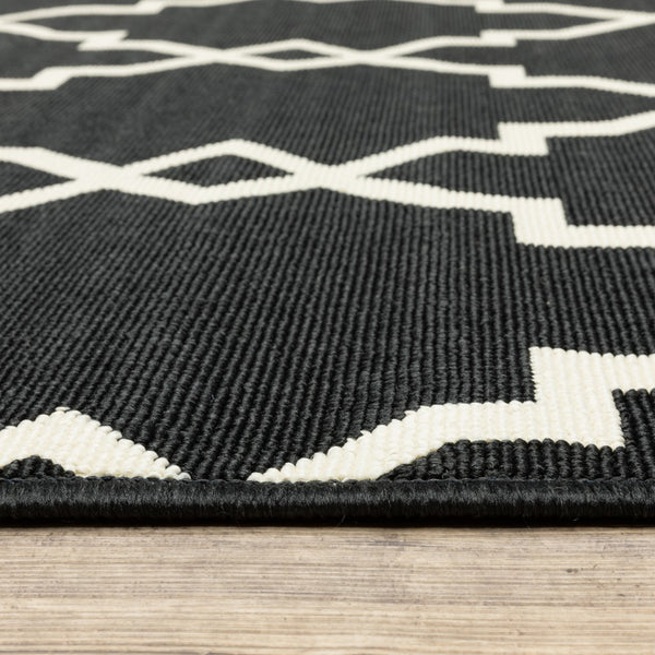 4’x6’ Black and Ivory Trellis Indoor Outdoor Area Rug