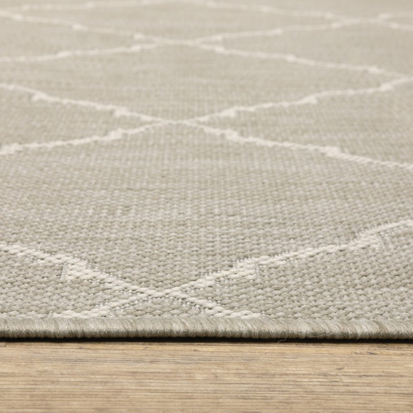 3’x5’ Gray and Ivory Trellis Indoor Outdoor Area Rug