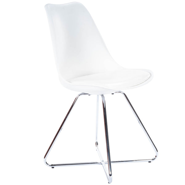 Silver and White Faux Leather Dining Chair