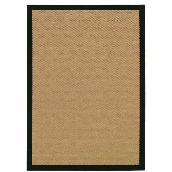 2’x3’ Beige and Black Plain Indoor Outdoor Scatter Rug