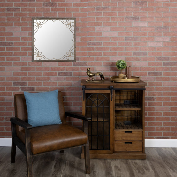 Traditional Square Wall Mirror with Metal Detailing