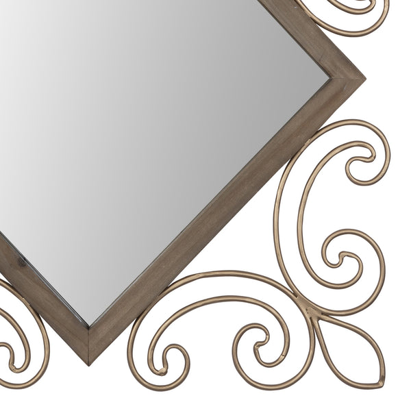 Traditional Diamond Wall Mirror with Metal Detailing