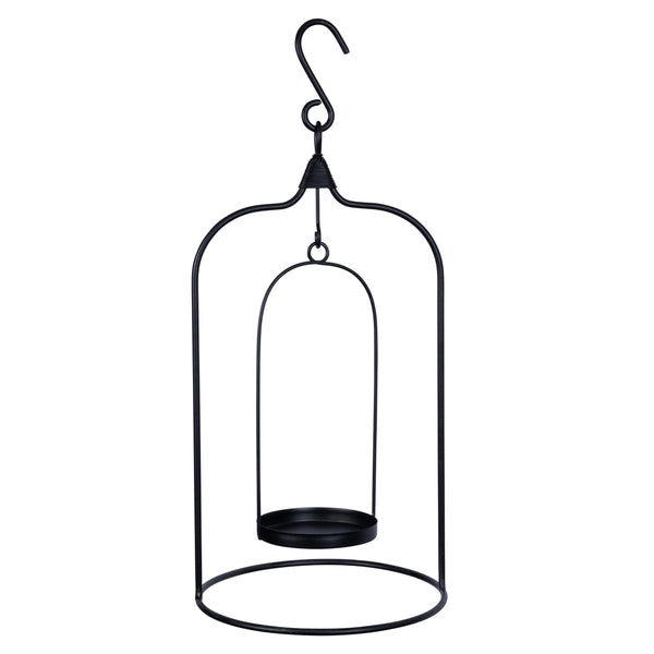 Matte Black Metal Hanging Candle Holder