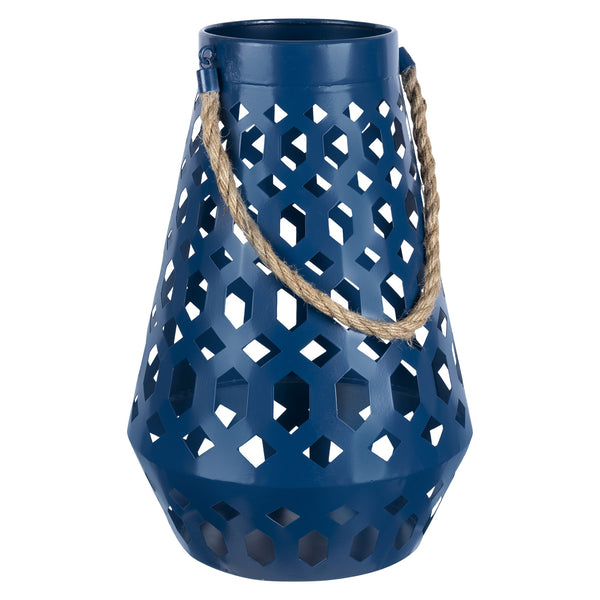 Blue Metal Hexagon Design Lantern