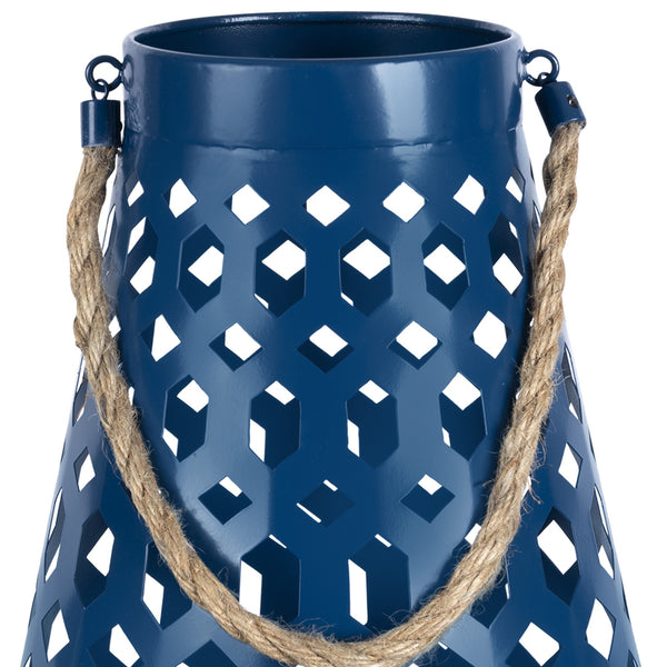 Blue Metal Hexagon Design Lantern