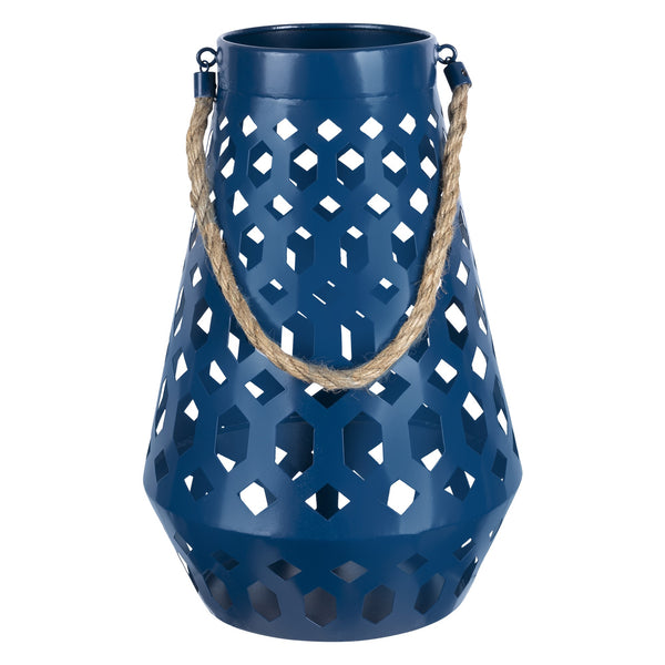 Blue Metal Hexagon Design Lantern