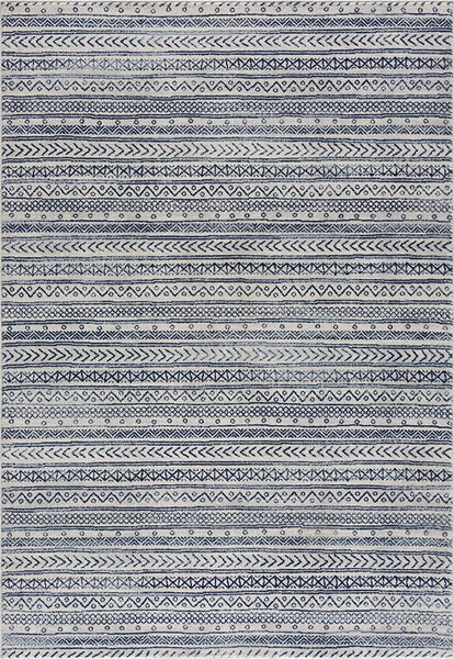 2’ x 20’ Navy Blue Decorative Stripes Runner Rug