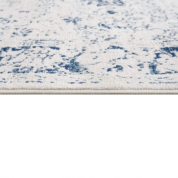 2’ x 10’ Navy Blue Distressed Floral Runner Rug