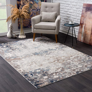 2’ x 22’ Navy and Beige Distressed Vines Runner Rug