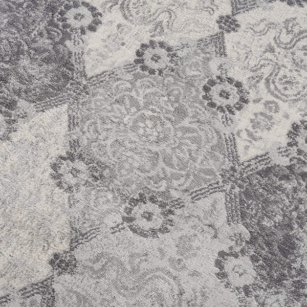 2’ x 10’ Gray Distressed Trellis Pattern Runner Rug