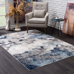 2’ x 12’ Navy Blue Cobblestone Pattern Runner Rug