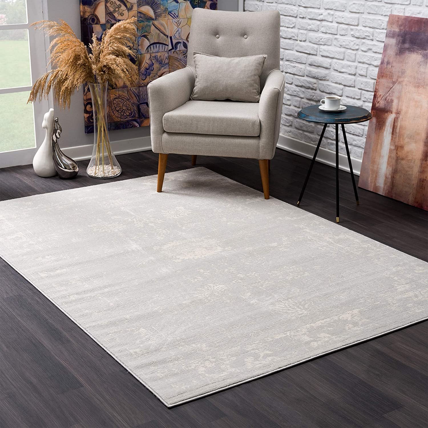 4’ x 6’ Modern Gray Distressed Area Rug