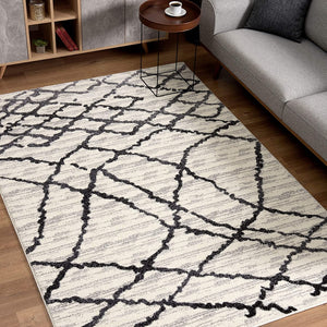 4’ x 6’ Gray and Black Modern Abstract Area Rug