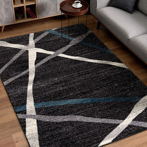 4’ x 6’ Distressed Black and Gray Abstract Area Rug