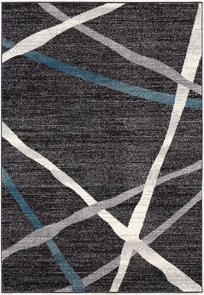 4’ x 6’ Distressed Black and Gray Abstract Area Rug