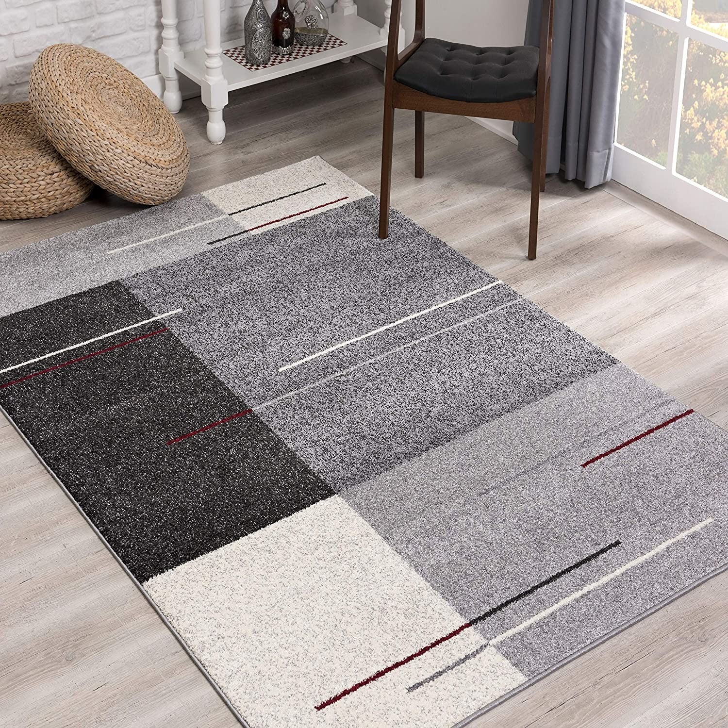 4’ x 6’ Gray Modern Geometric Area Rug