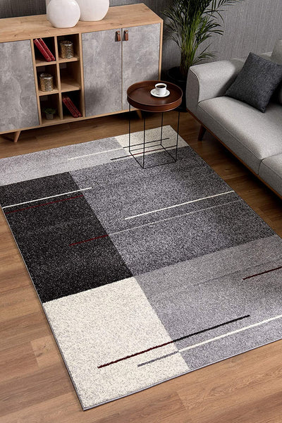 4’ x 6’ Gray Modern Geometric Area Rug