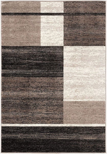 4’ x 6’ Brown and Beige Abstract Blocks Area Rug