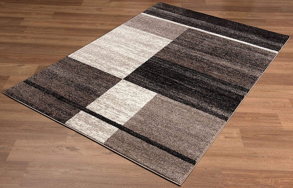 4’ x 6’ Brown and Beige Abstract Blocks Area Rug