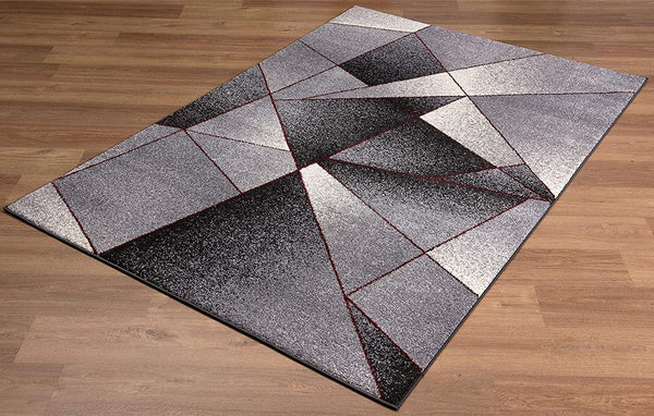 4’ x 6’ Gray and Red Prism Pattern Area Rug