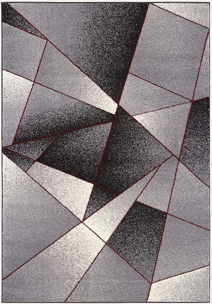 4’ x 6’ Gray and Red Prism Pattern Area Rug