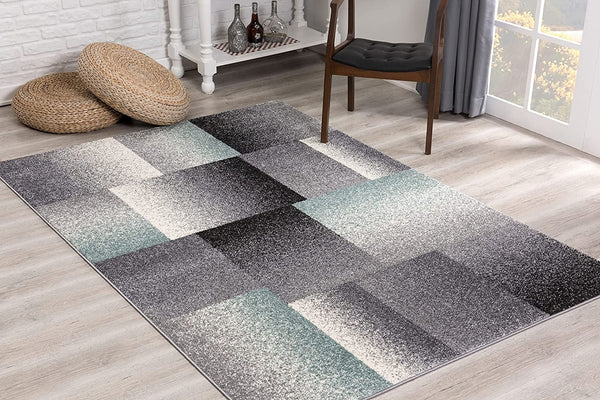 5’ Round Gray Modern Geometric Area Rug