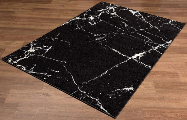 4’ x 6’ Black and White Abstract Breakage Area Rug