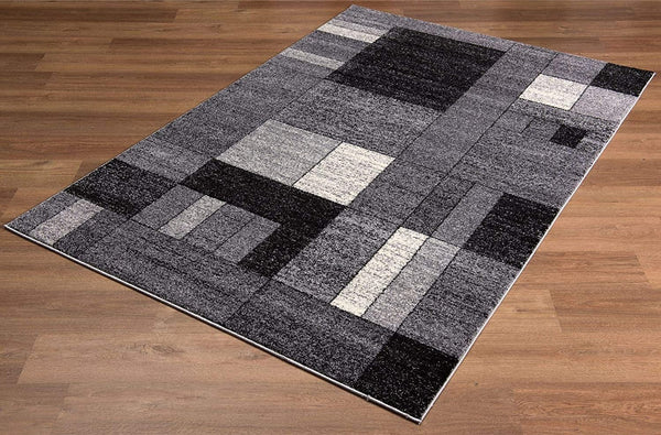 5’ Round Gray Distressed Geometric Area Rug