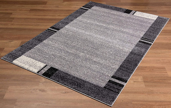 2’ x 10’ Gray Modern Bordered Runner Rug