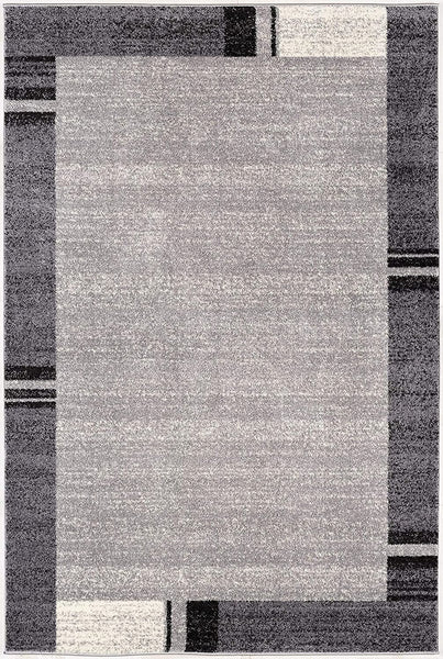 4’ x 6’ Gray Modern Bordered Area Rug
