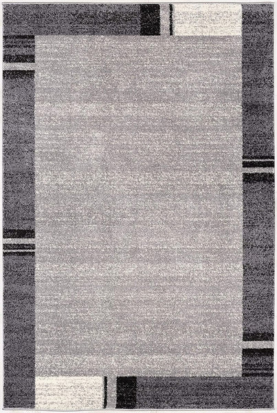 5’ x 8’ Gray Modern Bordered Area Rug