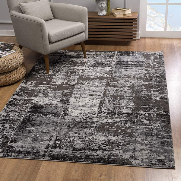 3’ x 5’ Gray Modern Abstract Area Rug