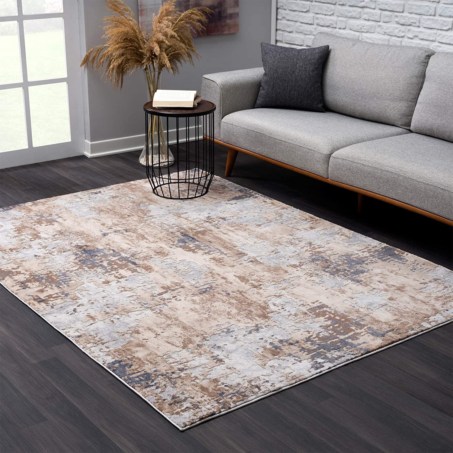 3’ x 5’ Beige and Ivory Abstract Area Rug