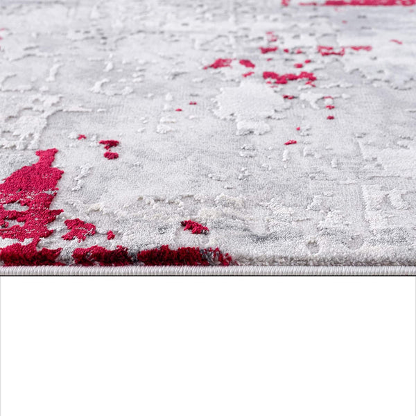 3’ x 5’ Red and Gray Modern Abstract Area Rug