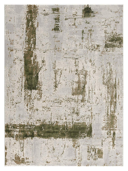 3’ x 5’ Green and Ivory Distressed Area Rug