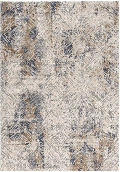 4’ x 6’ Ivory and Beige Abstract Diamonds Area Rug