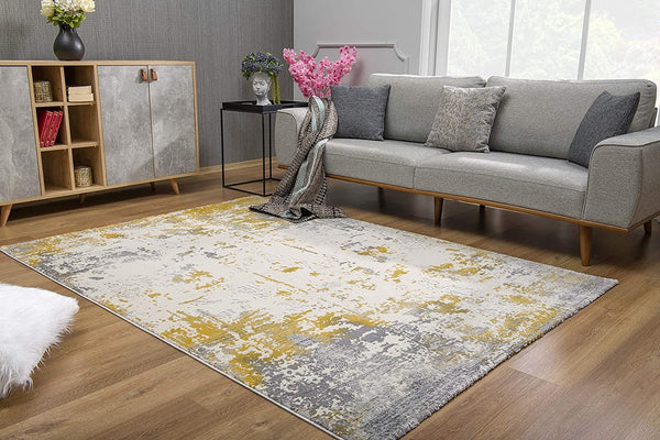 3’ x 5’ Gold and Gray Abstract Area Rug