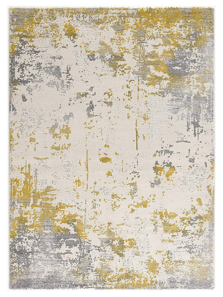 4’ x 6’ Gold and Gray Abstract Area Rug