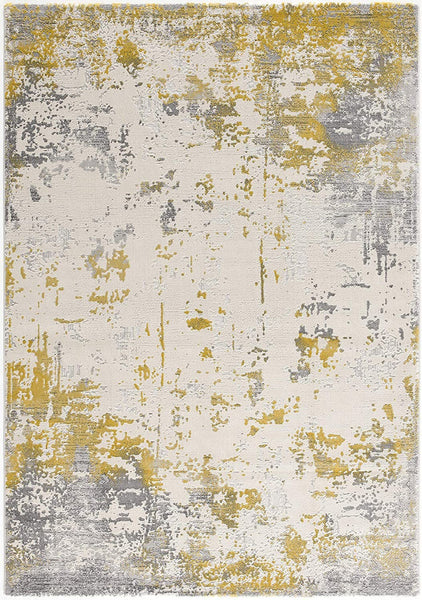 2’ x 10’ Gold and Gray Abstract Runner Rug