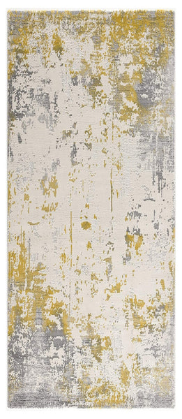 2’ x 8’ Gold and Gray Abstract Runner Rug