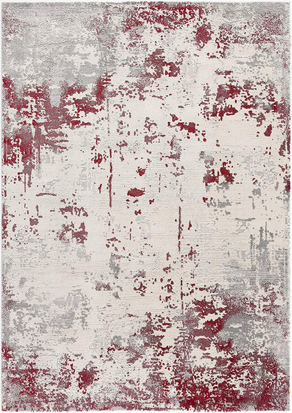 3’ x 5’ Red and Gray Modern Abstract Area Rug