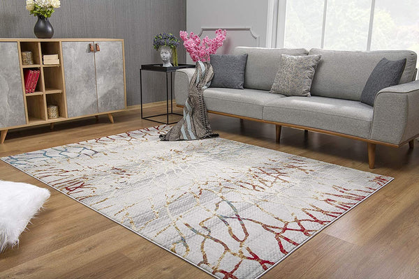 3’ x 5’ Gold and Ivory Abstract Branches Area Rug