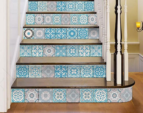 6" x 6" Sky Blue Mosaic Peel and Stick Removable Tiles