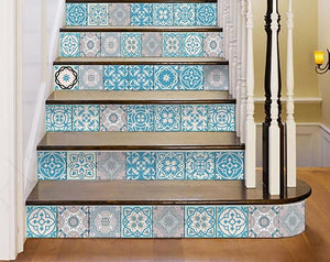 7" x 7" Sky Blue Mosaic Peel and Stick Removable Tiles